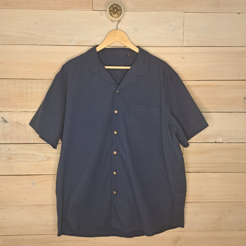 Design In Italy Men's Camp Collar Linen Shirt Blue Old Money Resort Quiet Luxury